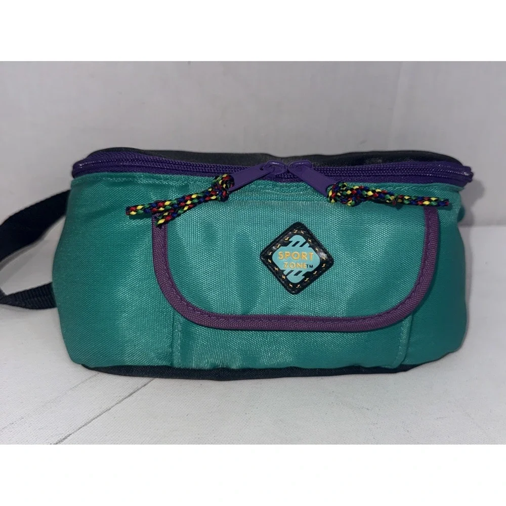 Vintage Sport Zone Fanny Pack Teal Purple 90s Waist Bag Retro Hip Pack